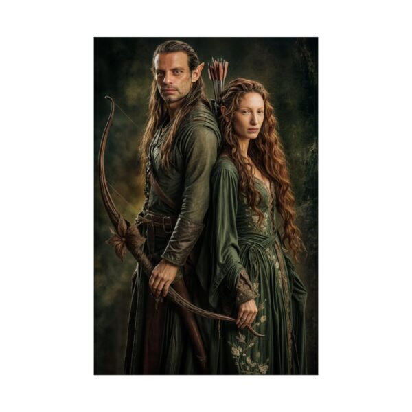 Custom Elf Couple Portrait Poster from photo | Custom Middle-Earth Style Couple Portrait from normal photo | Best for Anniversary Gift, Special Gift - Image 47