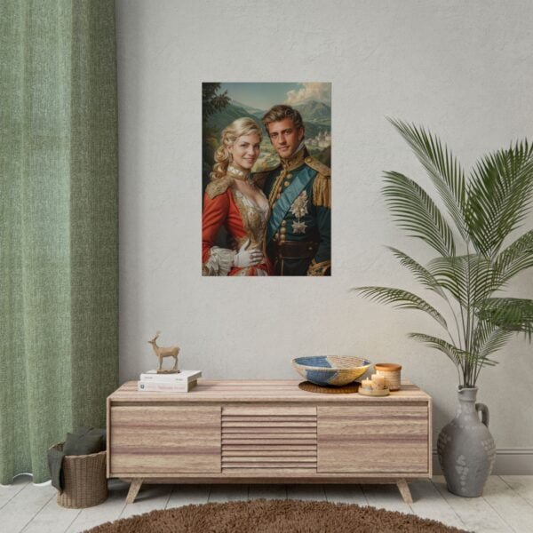 Custom Royal Couple Portrait Poster from photo | Custom Fantasy Style Couple Portrait from normal photo | Best for Anniversary Gift, Wedding Gift