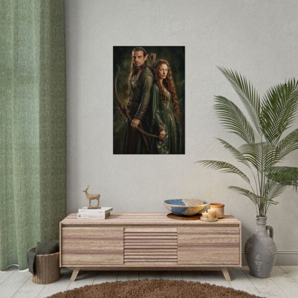 Custom Elf Couple Portrait Poster from photo | Custom Middle-Earth Style Couple Portrait from normal photo | Best for Anniversary Gift, Special Gift