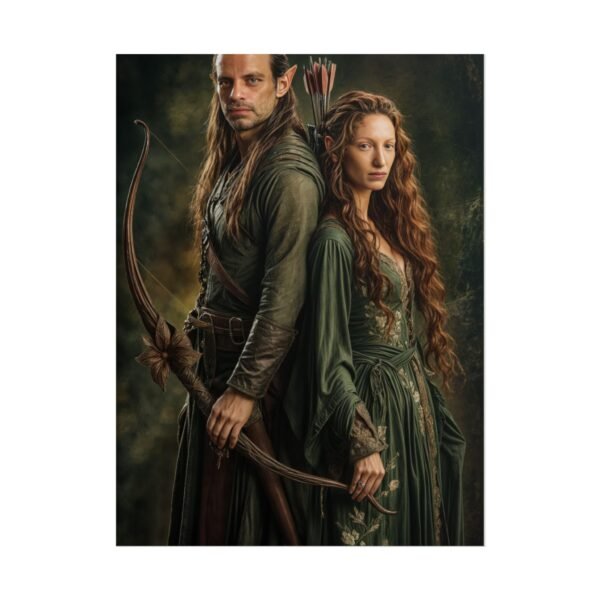 Custom Elf Couple Portrait Poster from photo | Custom Middle-Earth Style Couple Portrait from normal photo | Best for Anniversary Gift, Special Gift - Image 82