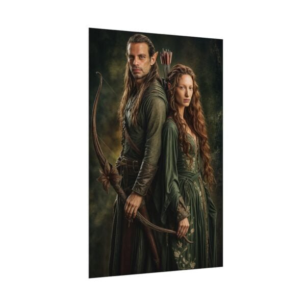 Custom Elf Couple Portrait Poster from photo | Custom Middle-Earth Style Couple Portrait from normal photo | Best for Anniversary Gift, Special Gift - Image 4