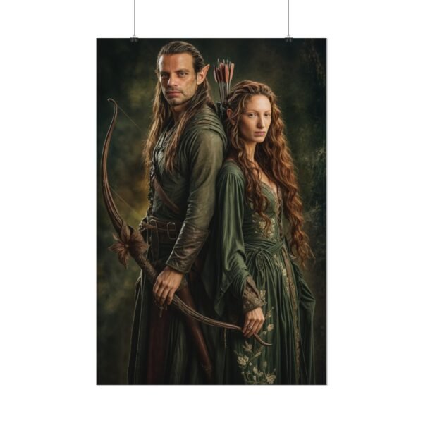 Custom Elf Couple Portrait Poster from photo | Custom Middle-Earth Style Couple Portrait from normal photo | Best for Anniversary Gift, Special Gift - Image 3