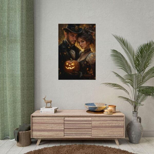 Custom Halloween Wizard Couple Portrait Poster from photo | Custom Fantasy Style Couple Portrait from normal photo | Best for Anniversary Gift, Special Gift