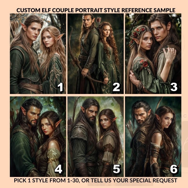 Custom Elf Couple Portrait Poster from Photo3 personalized couple portrait from photo
