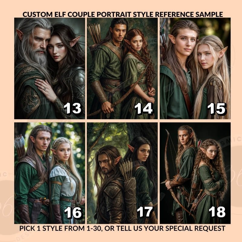 Custom Elf Couple Portrait Poster from Photo5 turn your normal photo into fantasy couple portrait