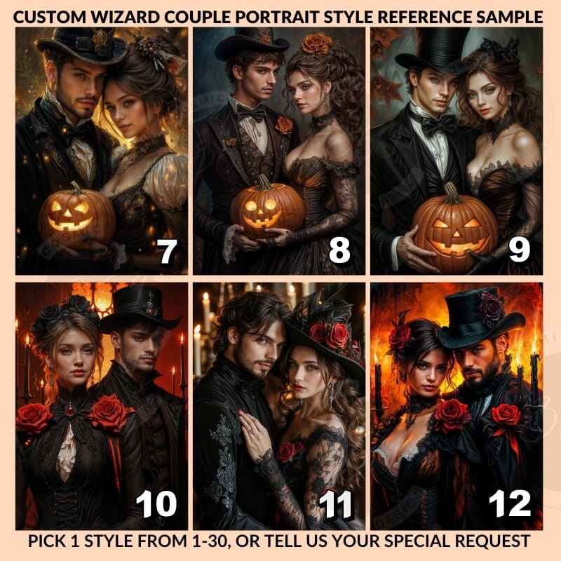 Custom Halloween Wizard Couple Portrait Poster from Photo4
