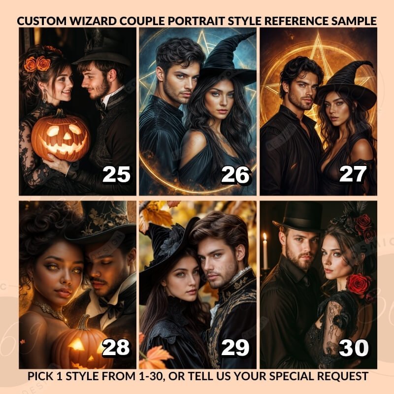 Custom Halloween Wizard Couple Portrait Poster from Photo7