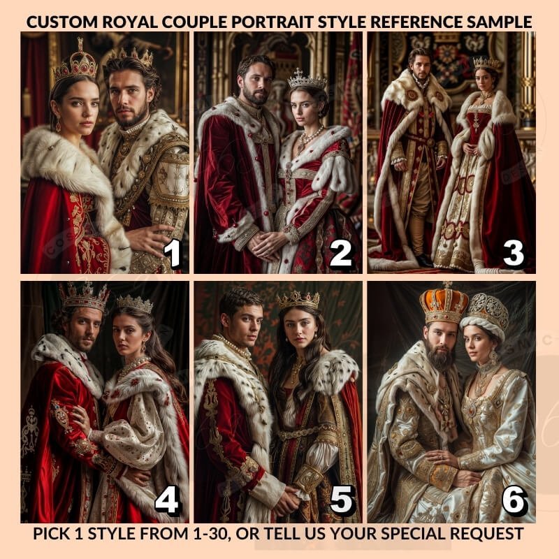 Custom Royal Couple Portrait Poster from Photo3 Personalized portrait poster - style references