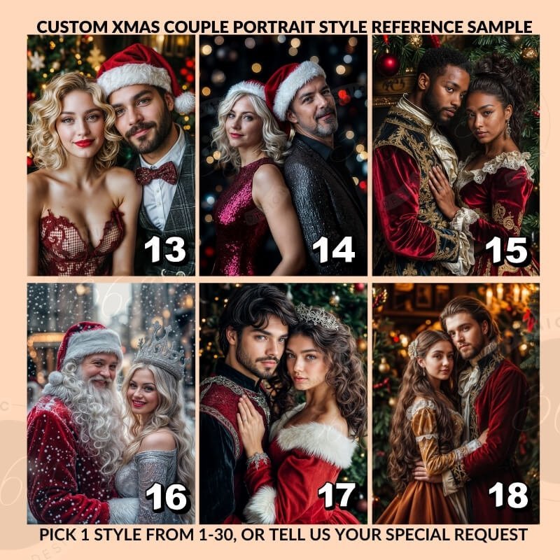 Custom Xmas Couple Portrait Poster from Photo5 personalized couple portrait -- good for Christmas & Anniversary