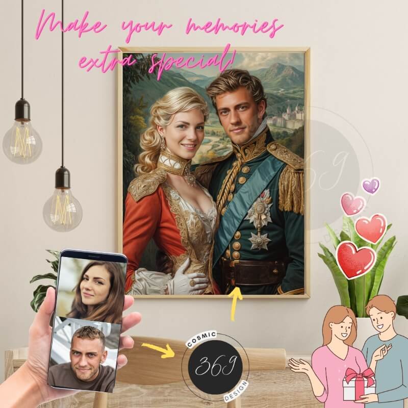 custom royal couple portrait from photo1 Anniversary gift idea for couples -- personalized couple portrait poster