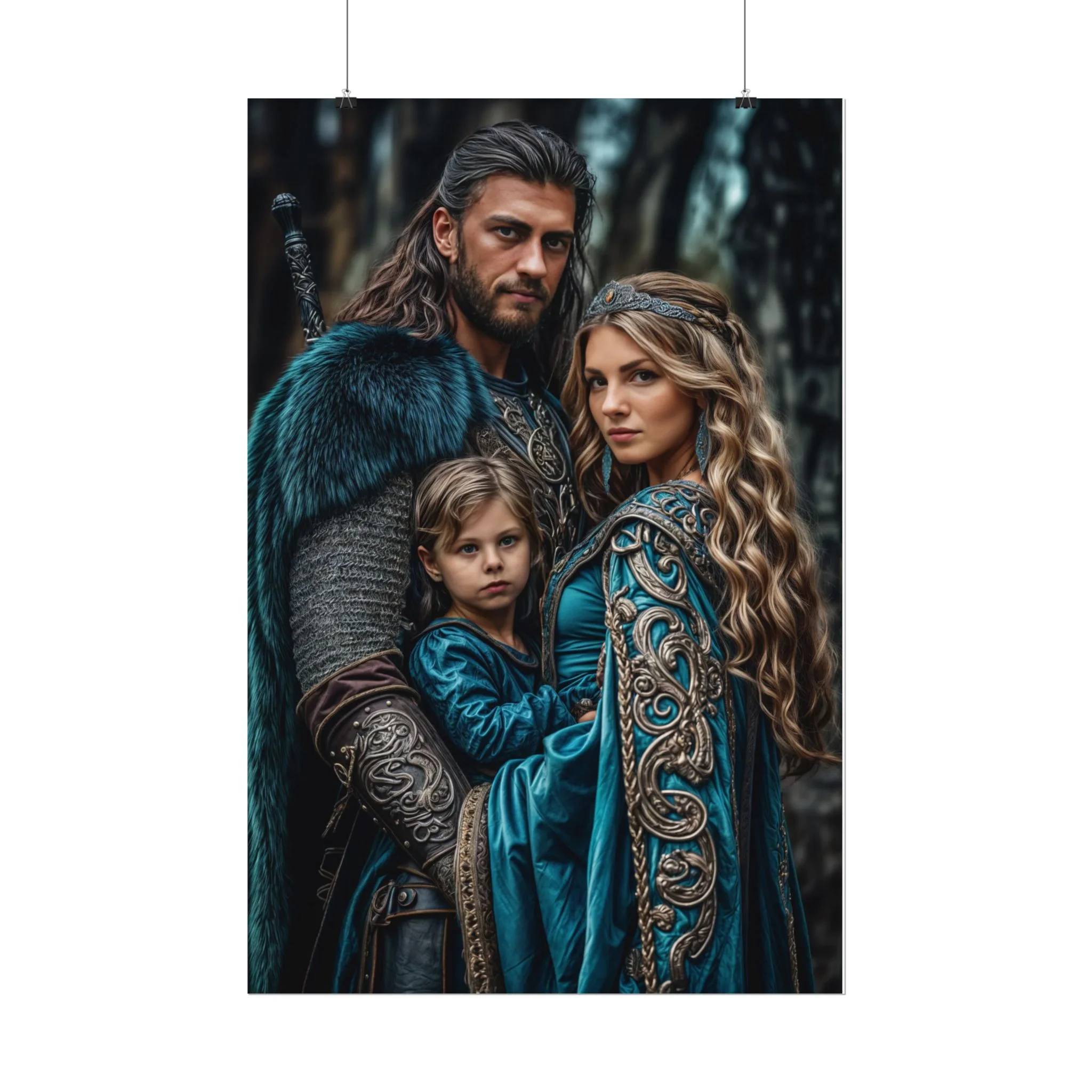 Custom Fantasy Family Family (3 person) Portrait Poster from photo | Custom DD fantasy Style Family Portrait from normal photo | Best for Anniversary Gift, Holiday Gift - Image 3