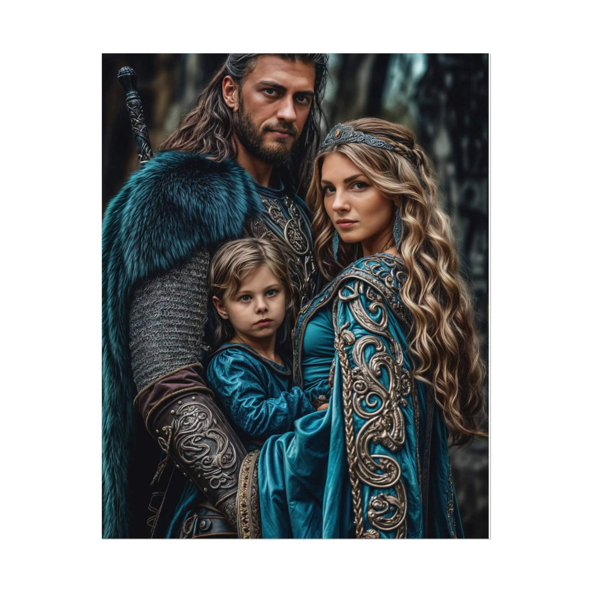 Custom Fantasy Family Family (3 person) Portrait Poster from photo | Custom DD fantasy Style Family Portrait from normal photo | Best for Anniversary Gift, Holiday Gift - Image 17