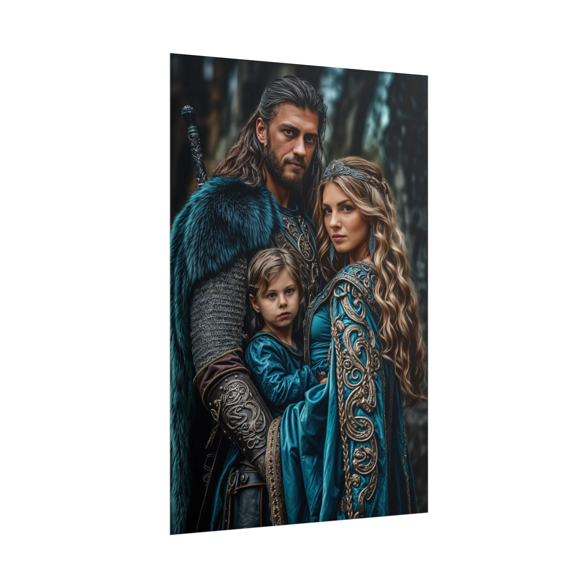 Custom Fantasy Family Family (3 person) Portrait Poster from photo | Custom DD fantasy Style Family Portrait from normal photo | Best for Anniversary Gift, Holiday Gift - Image 89