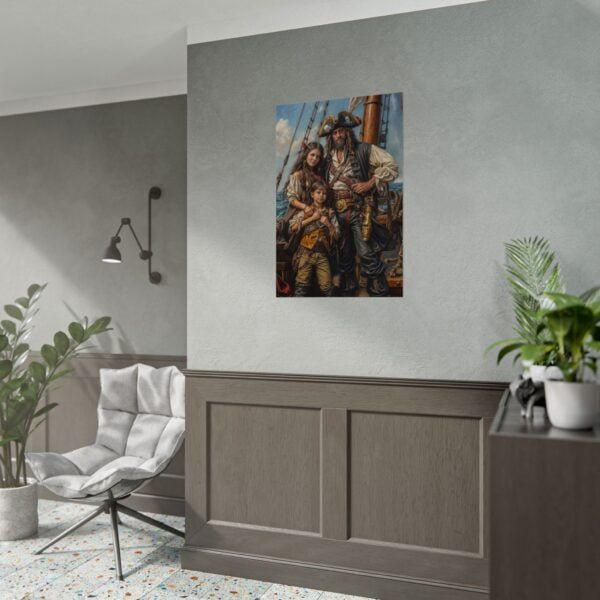 Custom Pirate Family (3 person) Portrait Poster from photo | custom digital portrait painting from photo | Best for Anniversary Gift, Holiday Gift - Image 5