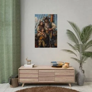 Custom Pirate Family (3 person) Portrait Poster from photo | custom digital portrait painting from photo | Best for Anniversary Gift, Holiday Gift
