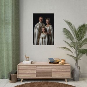 Custom Royal Family (3 person) Portrait Poster from photo | Custom Fantasy Style Family Portrait from normal photo | Best for Anniversary Gift, Birthday Gift