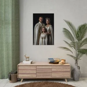 Custom Royal Family (3 person) Portrait Poster from photo | Custom Fantasy Style Family Portrait from normal photo | Best for Anniversary Gift, Birthday Gift