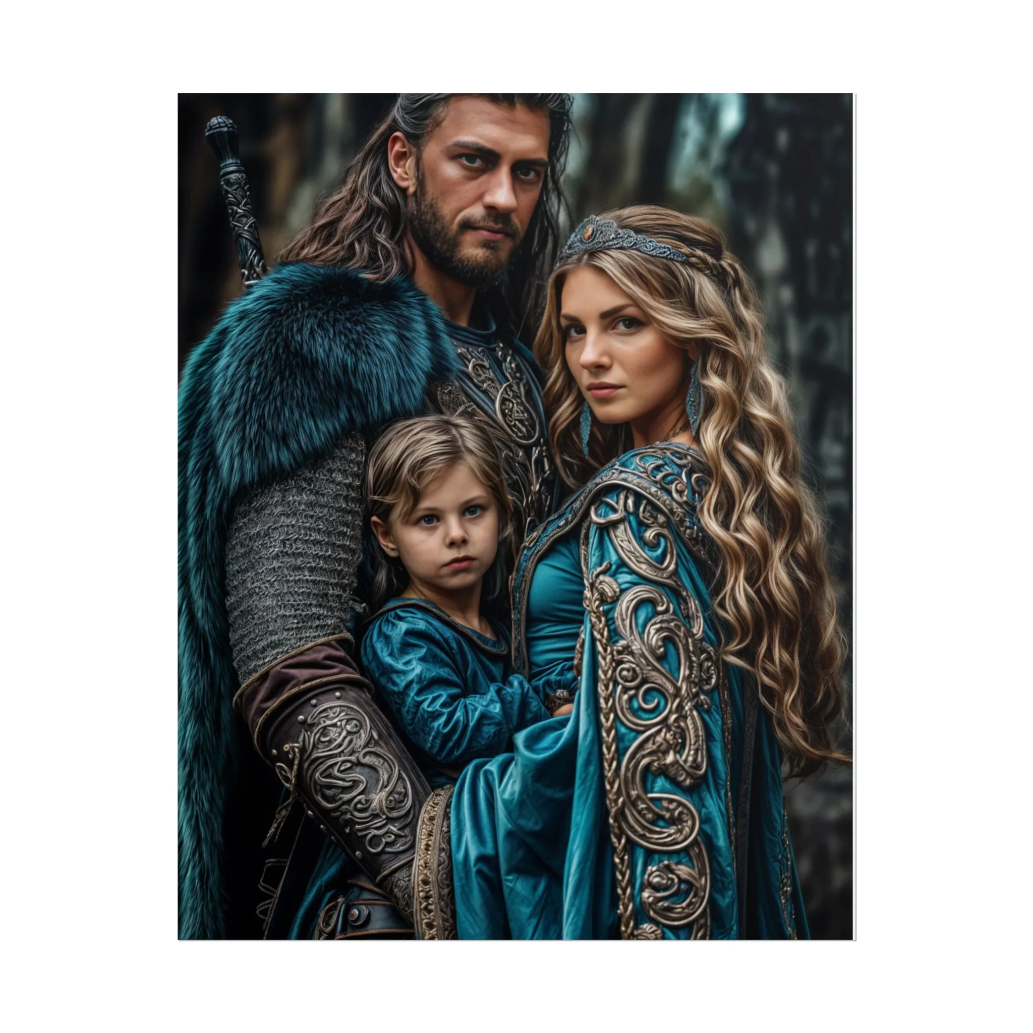 Custom Fantasy Family Family (3 person) Portrait Poster from photo | Custom DD fantasy Style Family Portrait from normal photo | Best for Anniversary Gift, Holiday Gift - Image 62