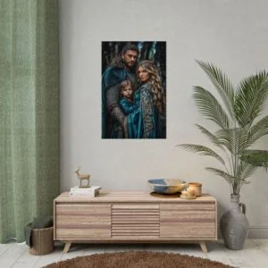 Custom Fantasy Family Family (3 person) Portrait Poster from photo | Custom DD fantasy Style Family Portrait from normal photo | Best for Anniversary Gift, Holiday Gift