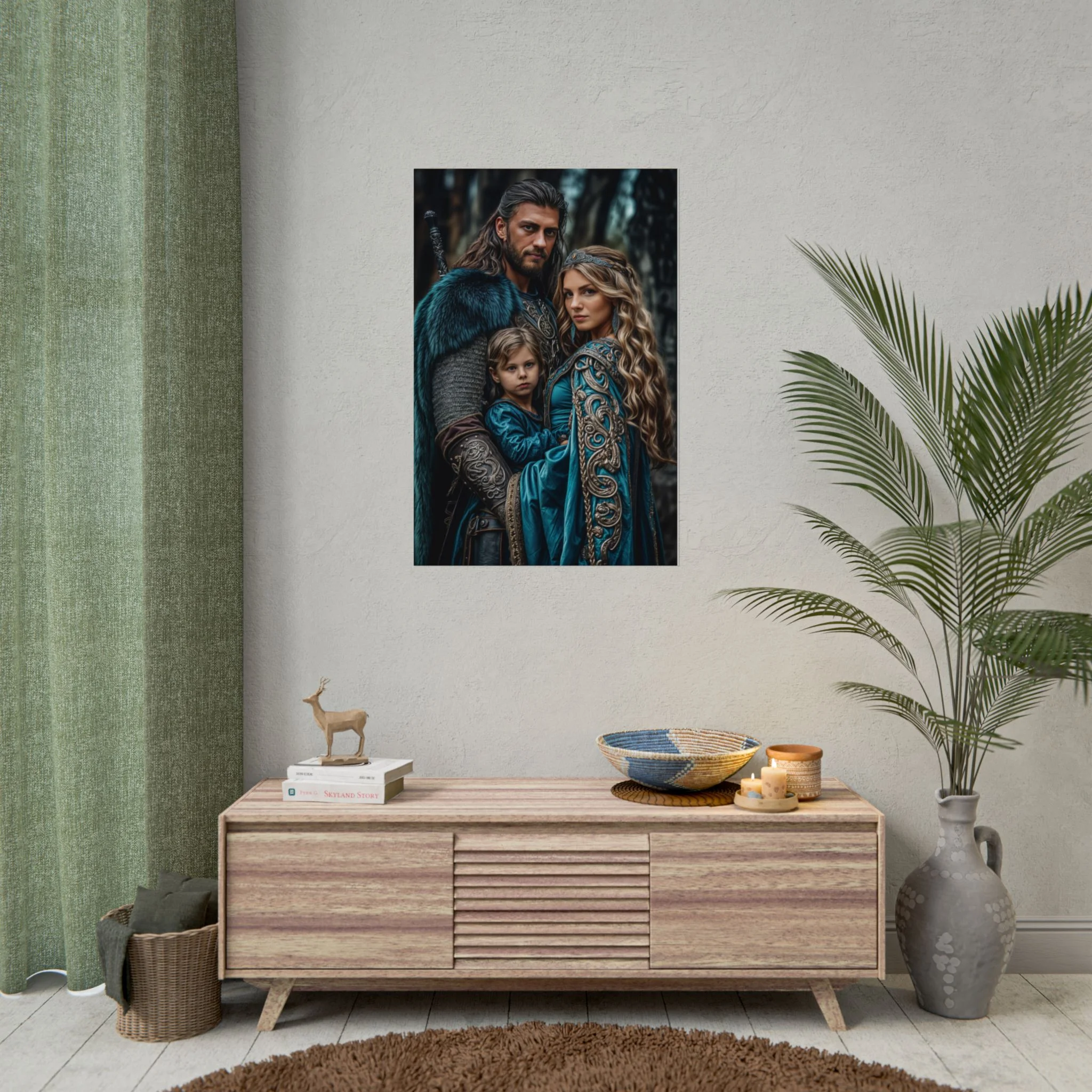 Custom Fantasy Family Family (3 person) Portrait Poster from photo | Custom DD fantasy Style Family Portrait from normal photo | Best for Anniversary Gift, Holiday Gift
