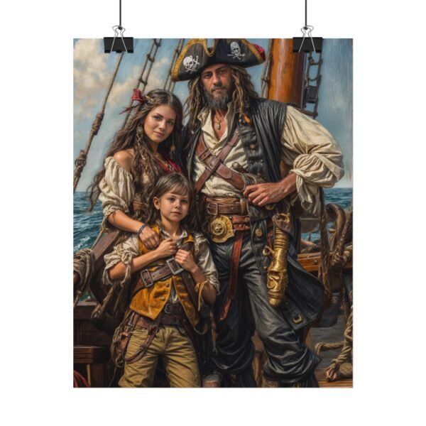 Custom Pirate Family (3 person) Portrait Poster from photo | custom digital portrait painting from photo | Best for Anniversary Gift, Holiday Gift - Image 8