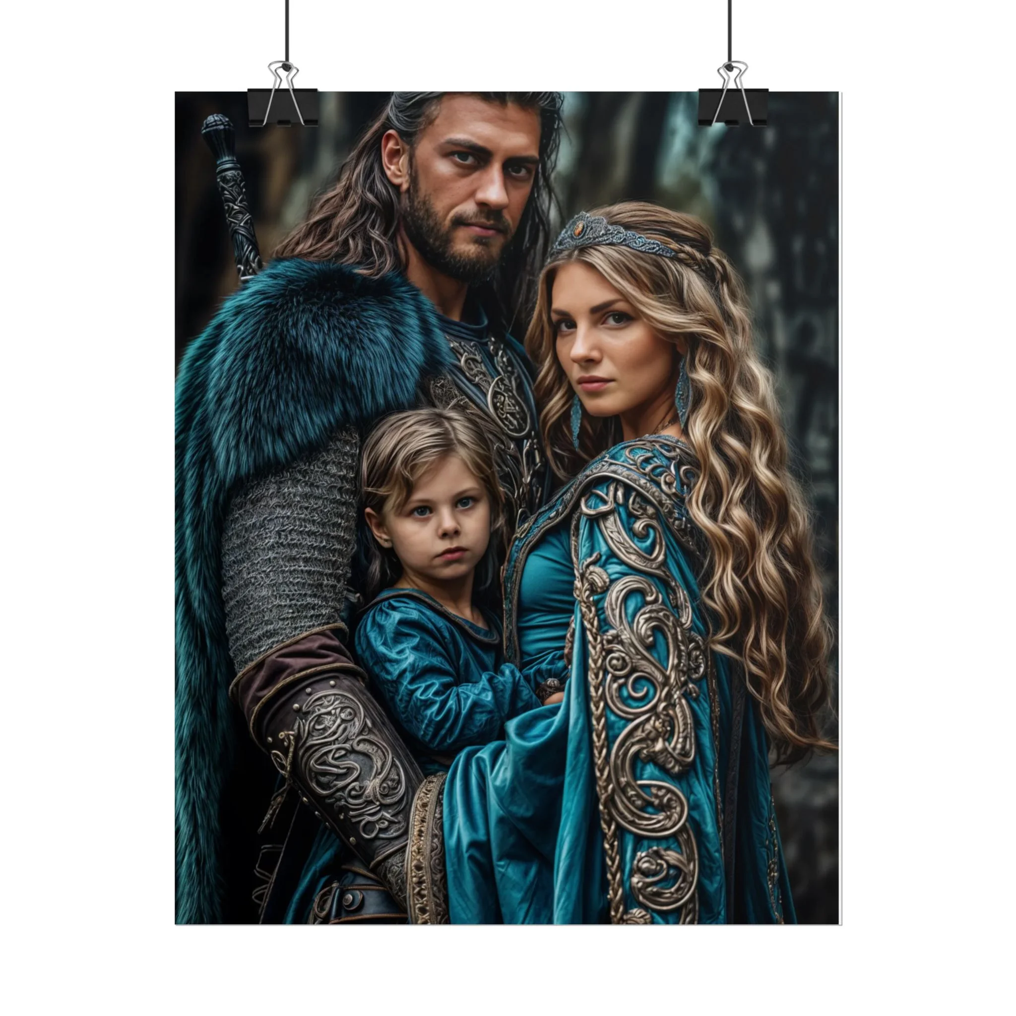 Custom Fantasy Family Family (3 person) Portrait Poster from photo | Custom DD fantasy Style Family Portrait from normal photo | Best for Anniversary Gift, Holiday Gift - Image 63