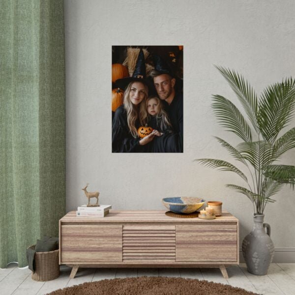 Custom Halloween Family Family (3 person) Portrait Poster from photo | Custom Spooky Style Family Portrait from normal photo | Best for Anniversary Gift, Holiday Gift