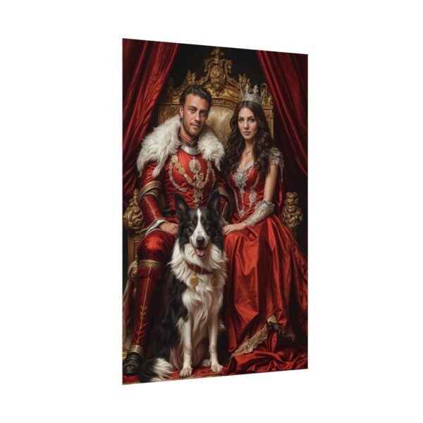 Custom Royal Couple with Pet Portrait Poster from photo | Custom Fantasy Style Couple Portrait from normal photo | Best for Anniversary Gift, Birthday Gift - Image 4