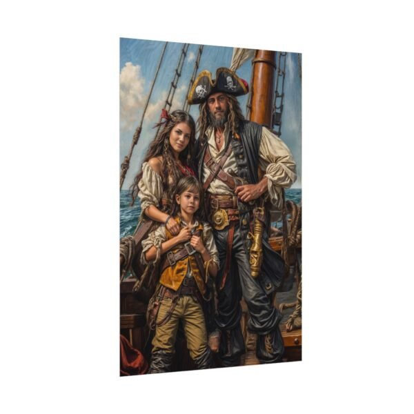 Custom Pirate Family (3 person) Portrait Poster from photo | custom digital portrait painting from photo | Best for Anniversary Gift, Holiday Gift - Image 4