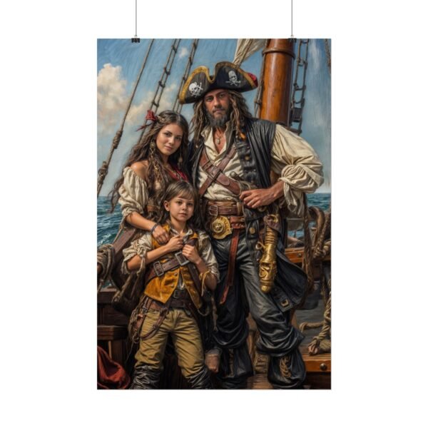 Custom Pirate Family (3 person) Portrait Poster from photo | custom digital portrait painting from photo | Best for Anniversary Gift, Holiday Gift - Image 48