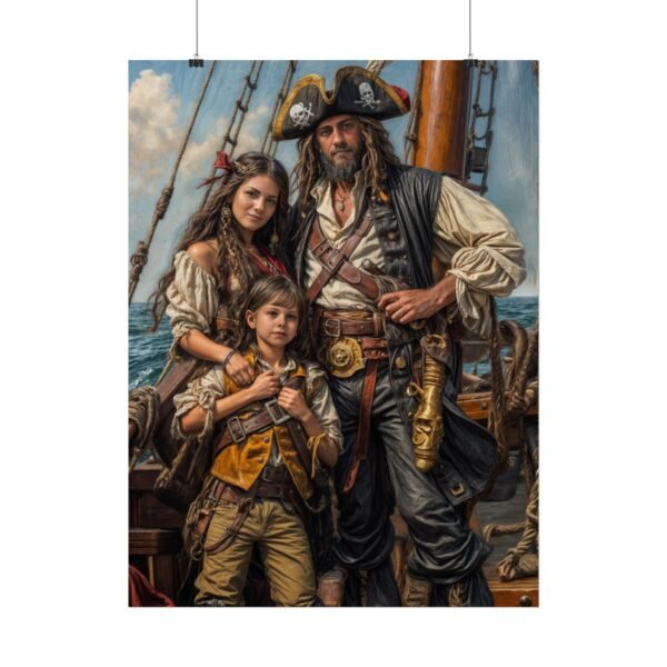 Custom Pirate Family (3 person) Portrait Poster from photo | custom digital portrait painting from photo | Best for Anniversary Gift, Holiday Gift - Image 43