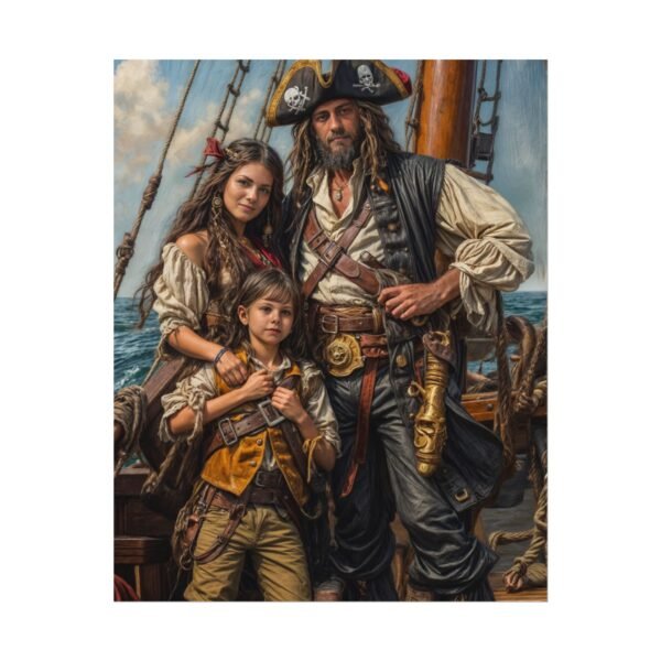 Custom Pirate Family (3 person) Portrait Poster from photo | custom digital portrait painting from photo | Best for Anniversary Gift, Holiday Gift - Image 17