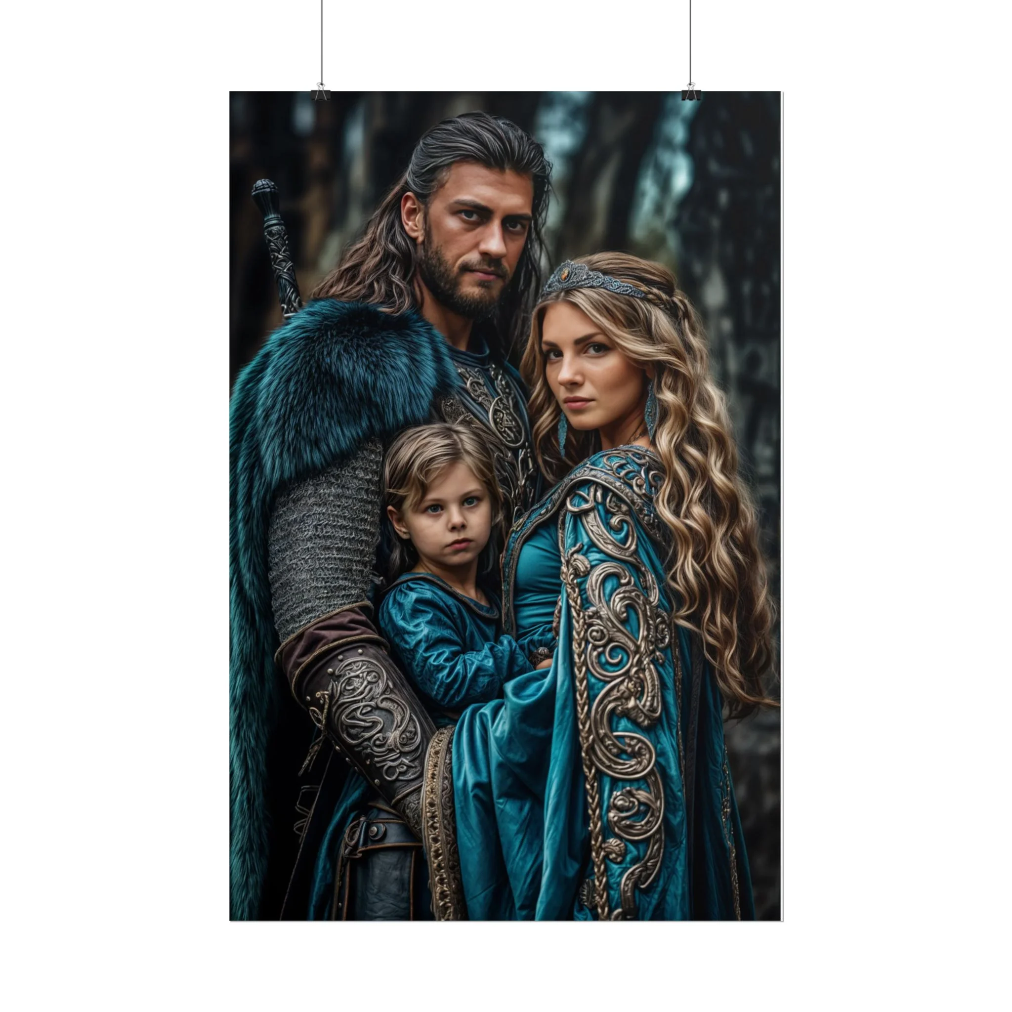 Custom Fantasy Family Family (3 person) Portrait Poster from photo | Custom DD fantasy Style Family Portrait from normal photo | Best for Anniversary Gift, Holiday Gift - Image 88