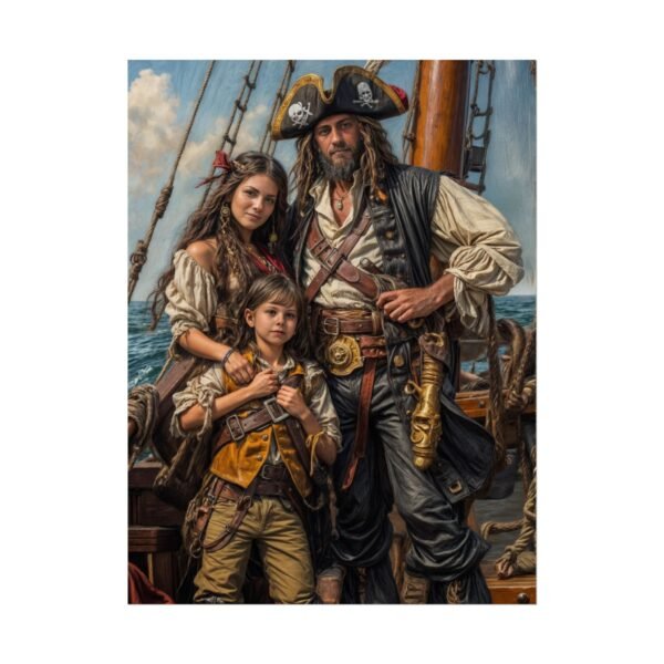 Custom Pirate Family (3 person) Portrait Poster from photo | custom digital portrait painting from photo | Best for Anniversary Gift, Holiday Gift - Image 32