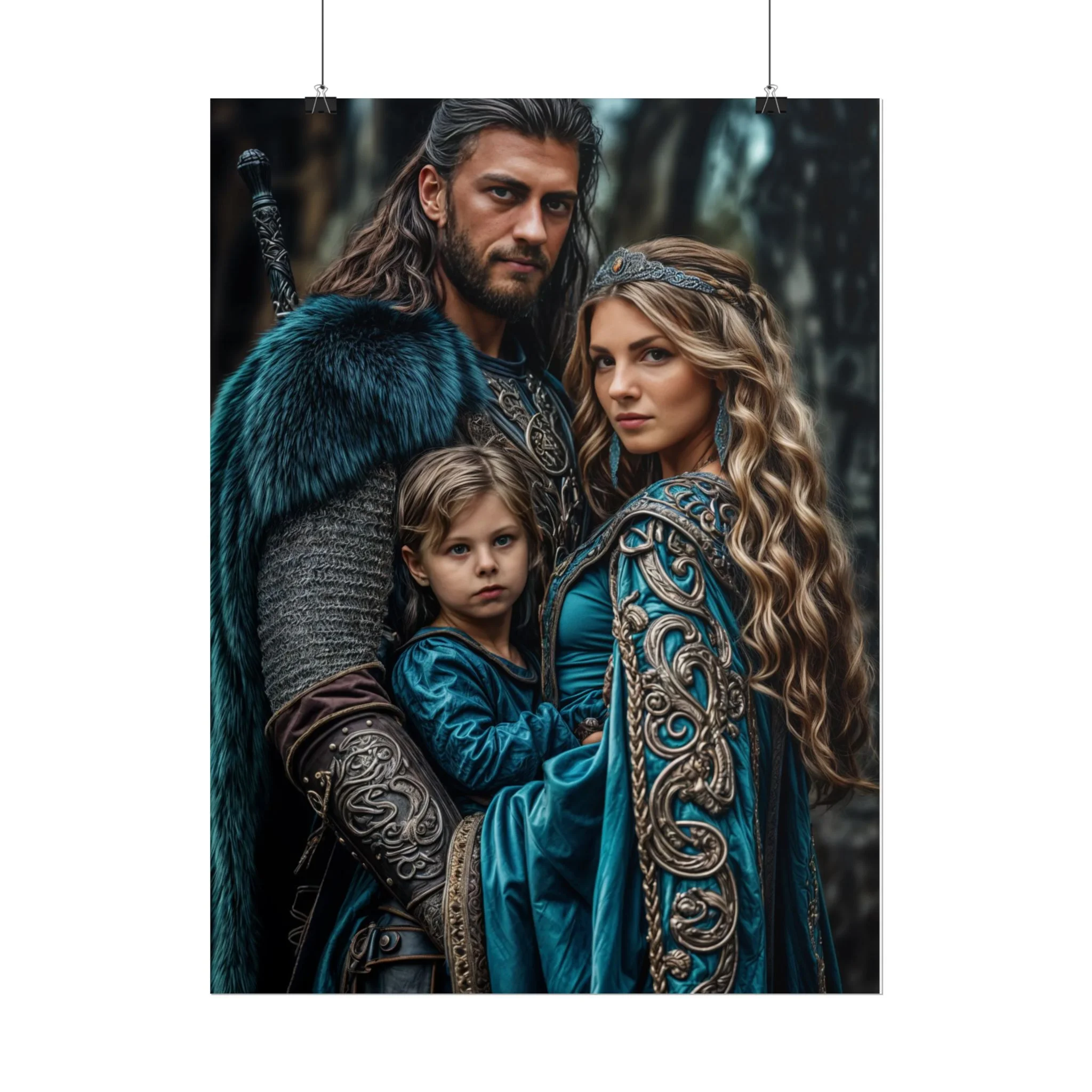 Custom Fantasy Family Family (3 person) Portrait Poster from photo | Custom DD fantasy Style Family Portrait from normal photo | Best for Anniversary Gift, Holiday Gift - Image 78