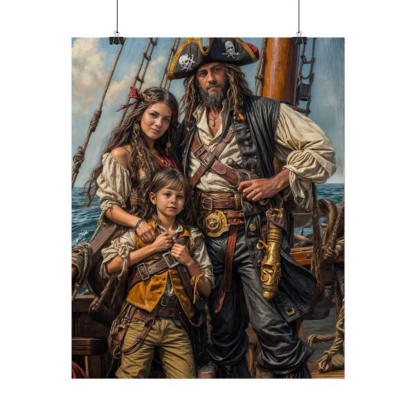 Custom Pirate Family (3 person) Portrait Poster from photo | custom digital portrait painting from photo | Best for Anniversary Gift, Holiday Gift - Image 23