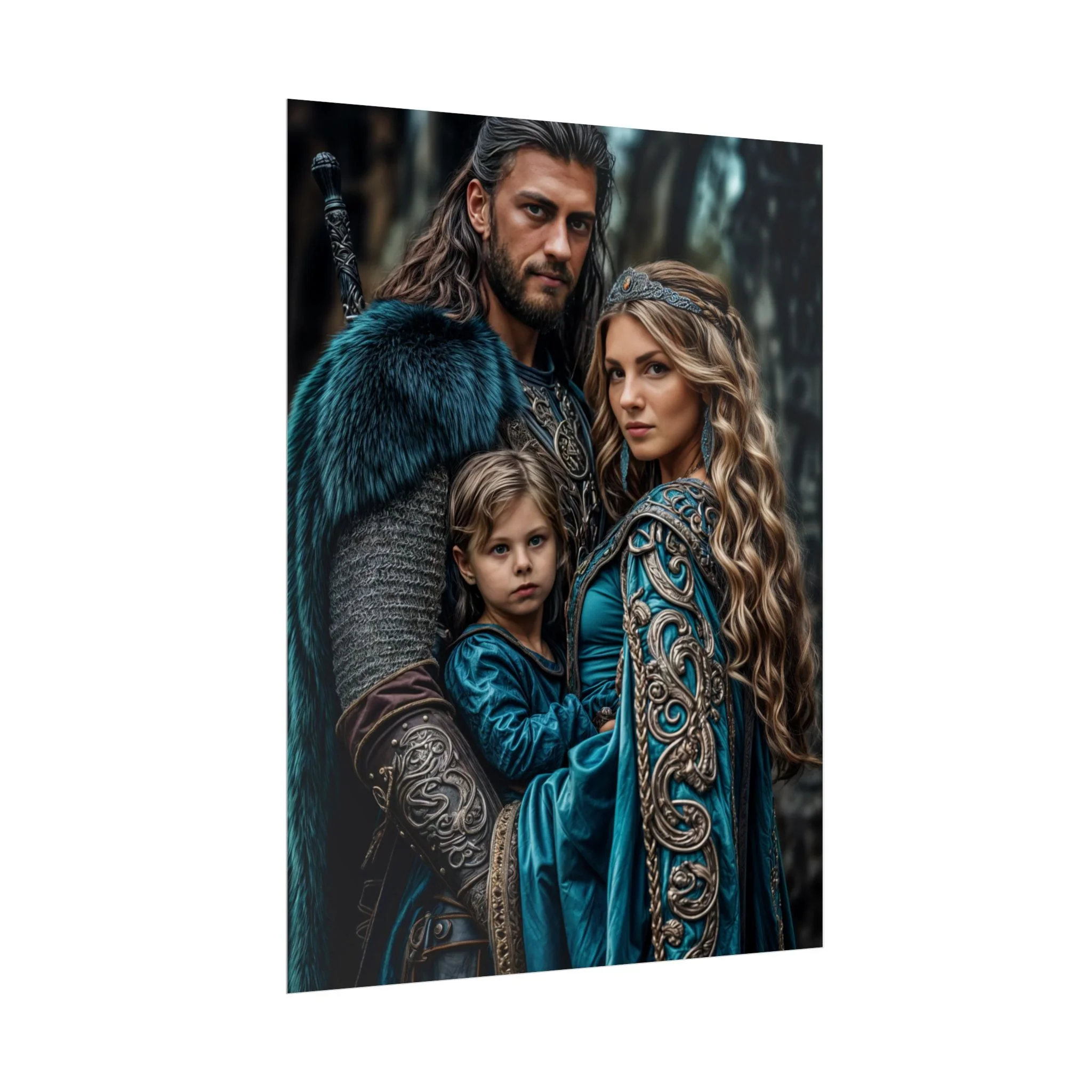 Custom Fantasy Family Family (3 person) Portrait Poster from photo | Custom DD fantasy Style Family Portrait from normal photo | Best for Anniversary Gift, Holiday Gift - Image 44