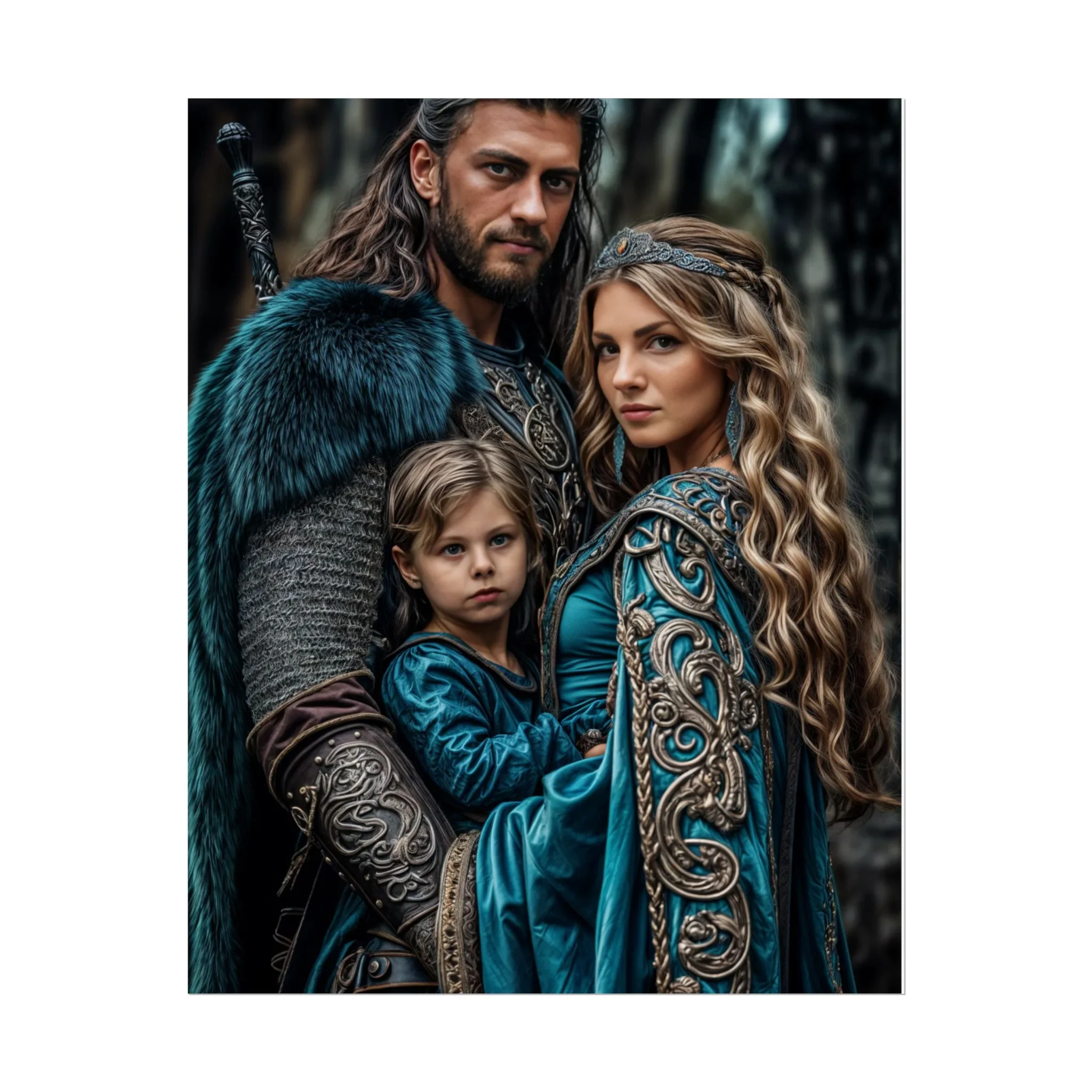 Custom Fantasy Family Family (3 person) Portrait Poster from photo | Custom DD fantasy Style Family Portrait from normal photo | Best for Anniversary Gift, Holiday Gift - Image 22