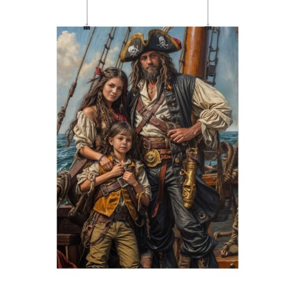 Custom Pirate Family (3 person) Portrait Poster from photo | custom digital portrait painting from photo | Best for Anniversary Gift, Holiday Gift - Image 83