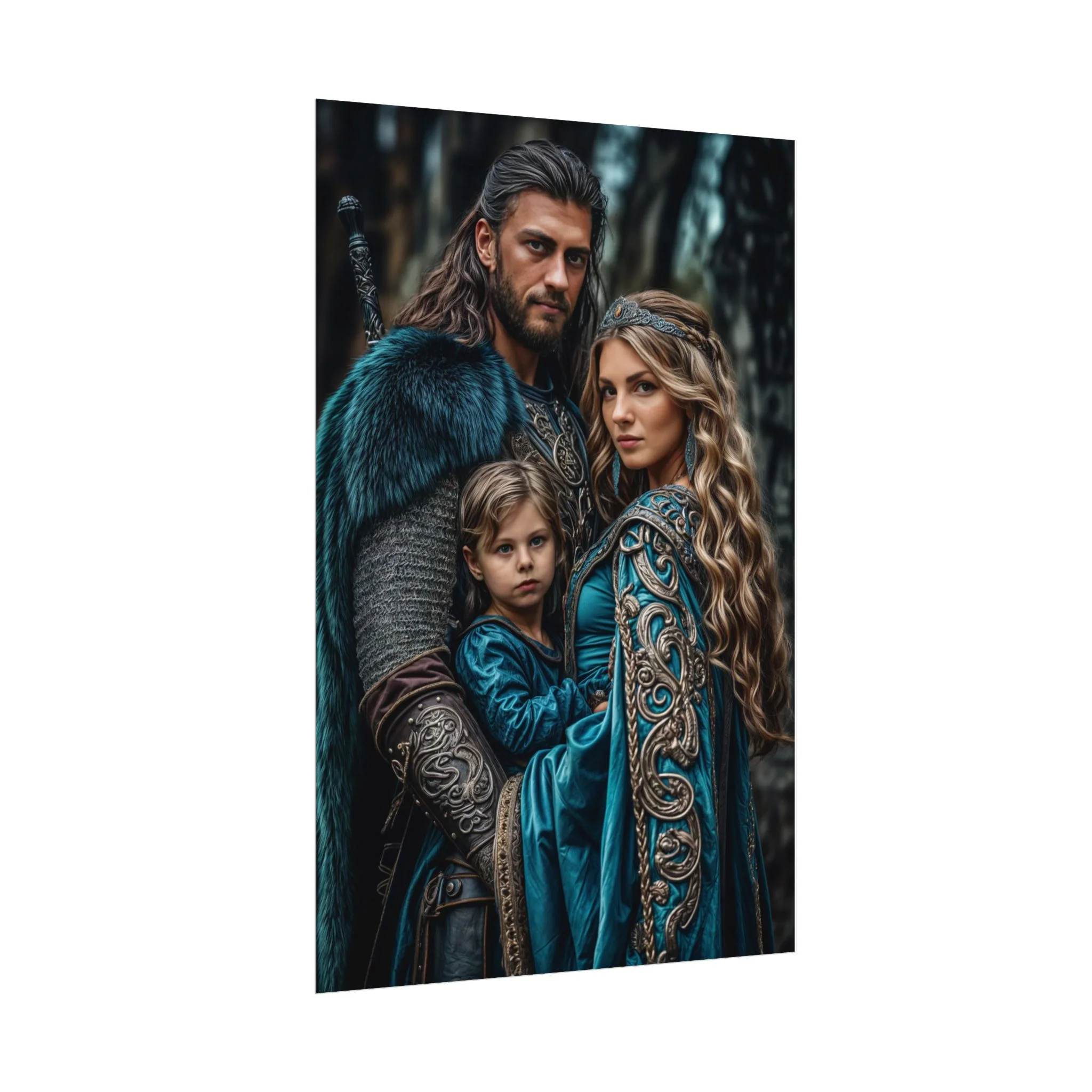Custom Fantasy Family Family (3 person) Portrait Poster from photo | Custom DD fantasy Style Family Portrait from normal photo | Best for Anniversary Gift, Holiday Gift - Image 4