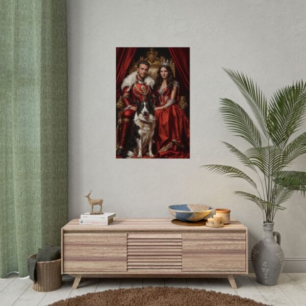 Custom Royal Couple with Pet Portrait Poster from photo | Custom Fantasy Style Couple Portrait from normal photo | Best for Anniversary Gift, Birthday Gift