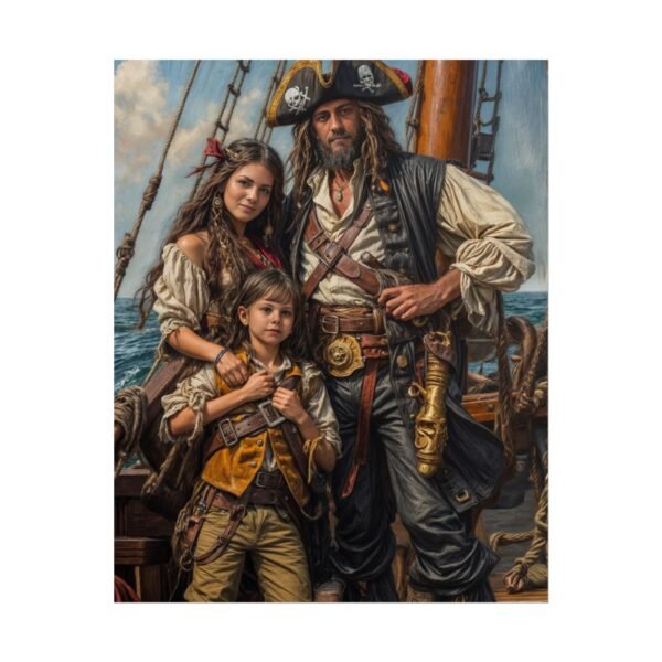 Custom Pirate Family (3 person) Portrait Poster from photo | custom digital portrait painting from photo | Best for Anniversary Gift, Holiday Gift - Image 72