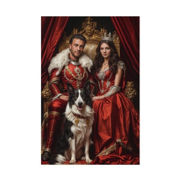 Custom Royal Couple with Pet Portrait Poster from photo | Custom Fantasy Style Couple Portrait from normal photo | Best for Anniversary Gift, Birthday Gift - Image 2