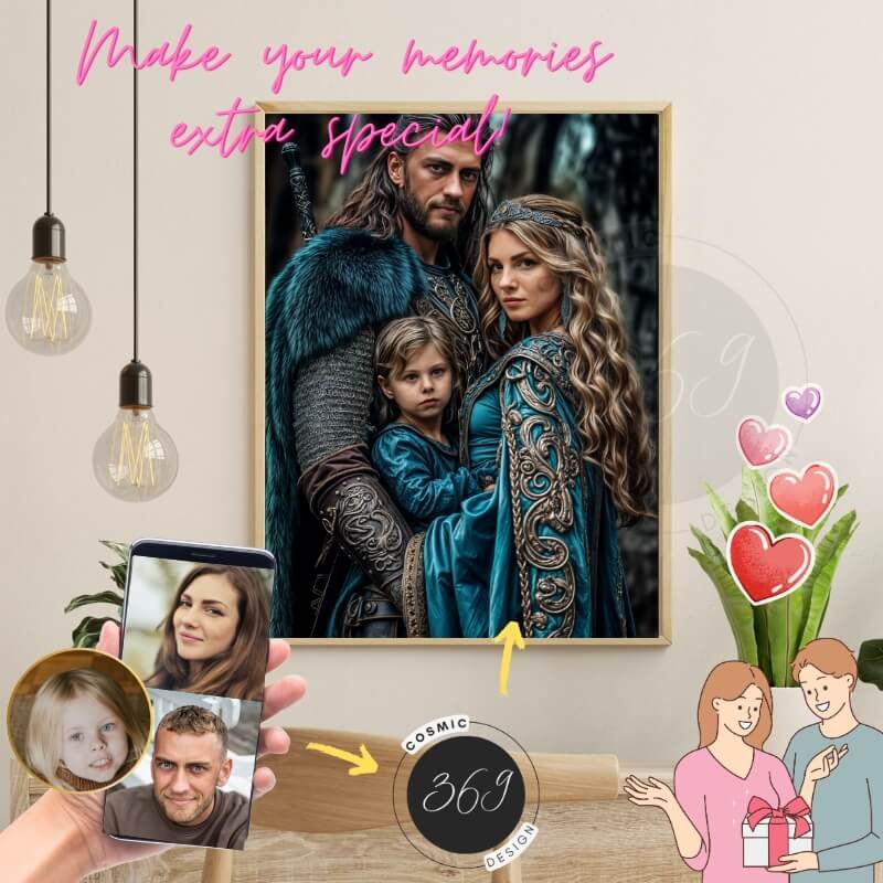 Fantasy Custom Family Portrait from photo, fantasy artful portrait1 fantasy family portrait from photo -- best holiday gift