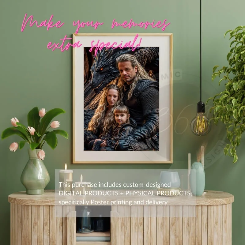 Fantasy Custom Family Portrait from photo, fantasy artful portrait10 custom family portrait -- fantasy style -- good anniversary gift