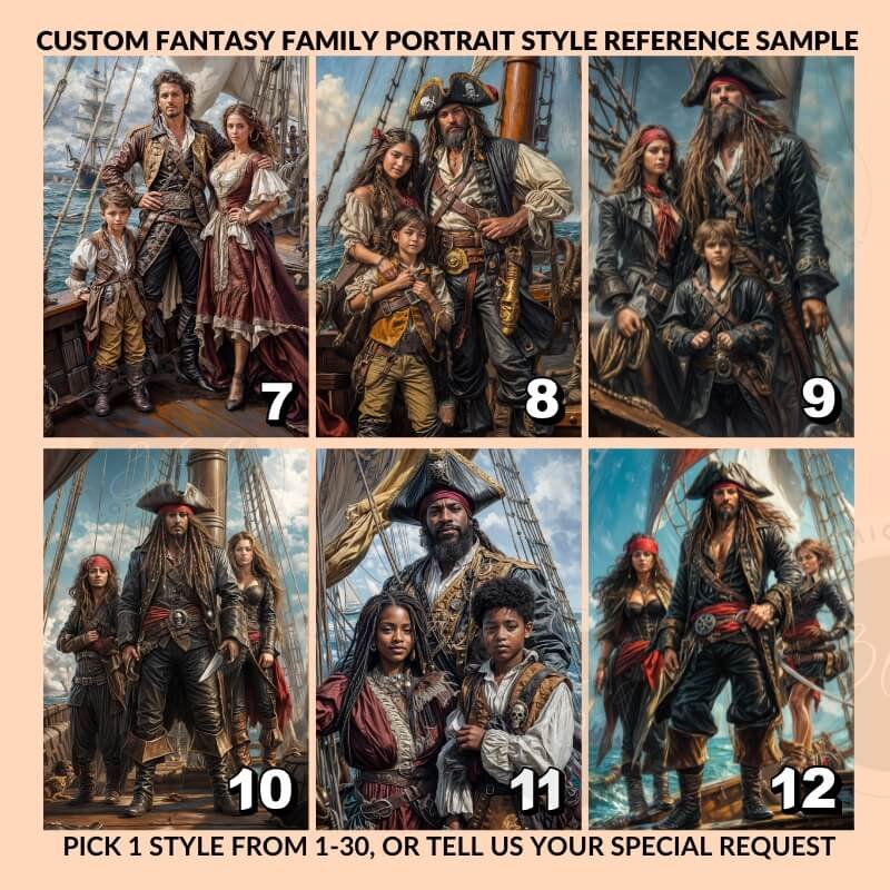 Pirate Family Portrait from photo4 custom family portrait style references -- create your personzlied family portrait poster