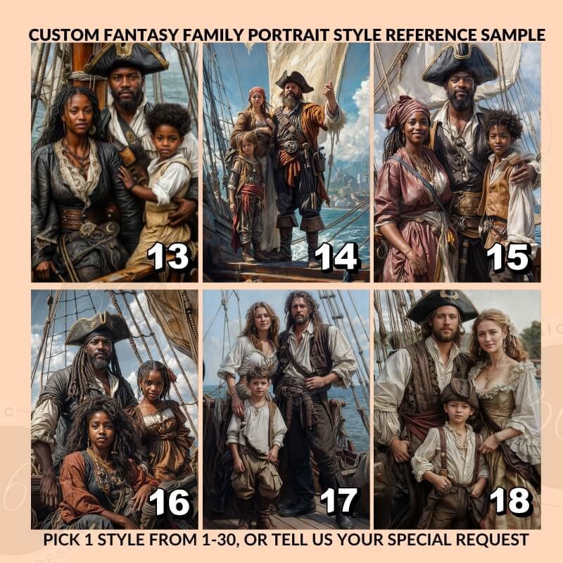 Pirate Family Portrait from photo5 personalized pirate family portrait poster from normal photo -- good anniversary gift / birthday gift