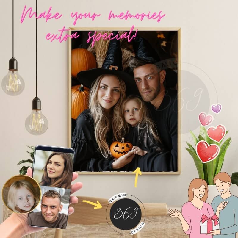 custom Halloween family portrait from photo1 Customized Halloween Gift for couple -- personalized family portrait
