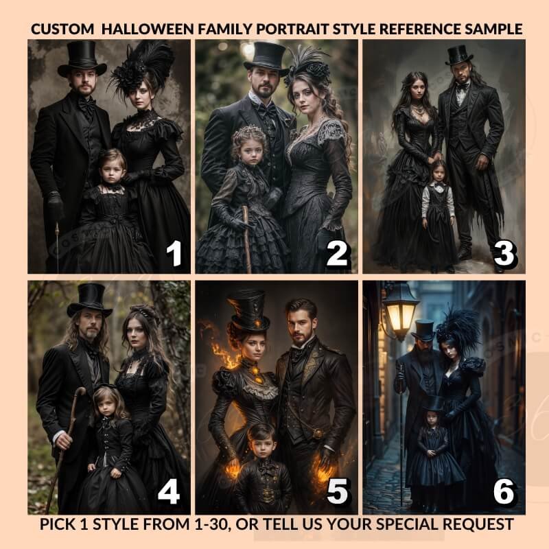 custom Halloween family portrait from photo3