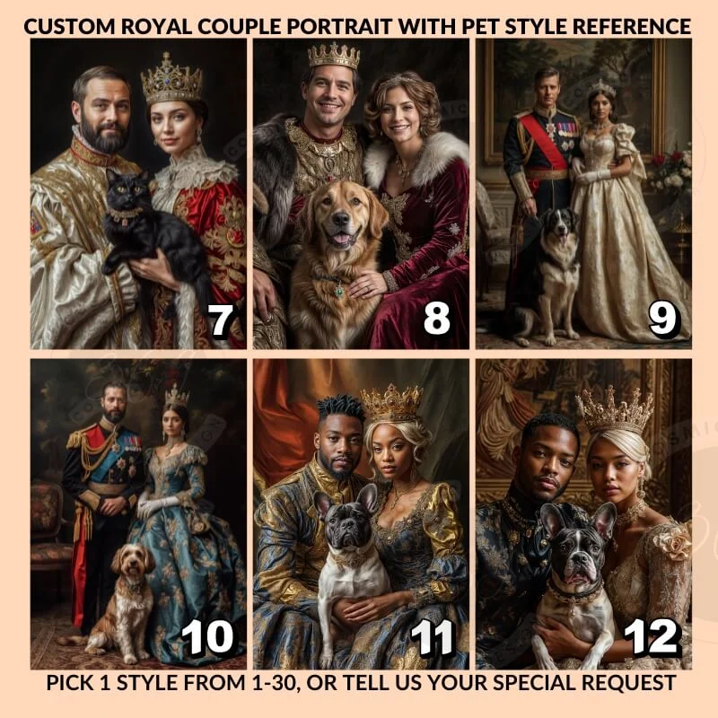 custom royal couple portrait with pet from photo4 Personalized Royal Couple Portrait with pet from normal photos -- fantasy portrait